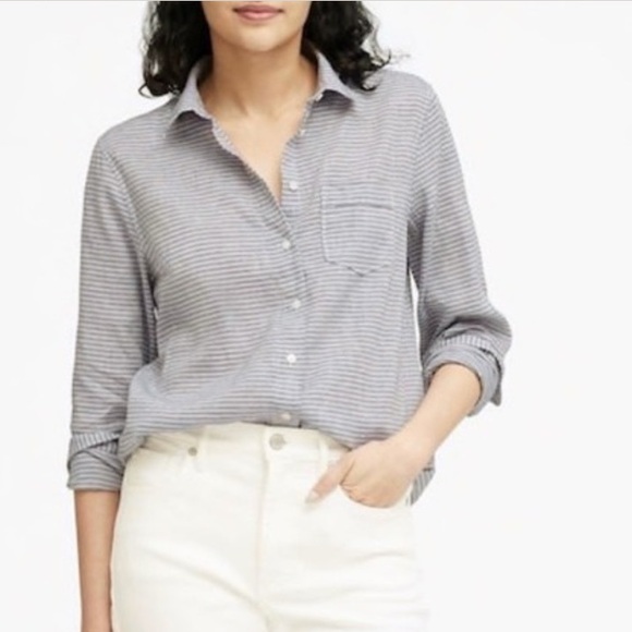 Banana Republic Tops - NEW BANANA REPUBLIC LINEN COTTON BLEND BUTTON DOWN